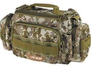 Geanta pescuit Prox Inc. VC101B Digi-Camo maro, talie sau umar, 30x12x17cm, compartiment dublu, buzunare accesorii