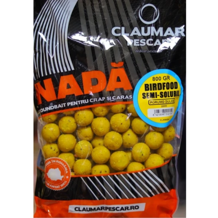 Boilies Arrow Int. Birdfood Porumb Dulce 20mm 800g, semi-solubile, galbene, nada pescuit