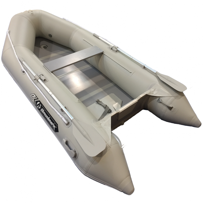 Barca pneumatica Allroundmarin Kiwi 249 cm gri cu podina, 3 persoane, suport motor 8 hp