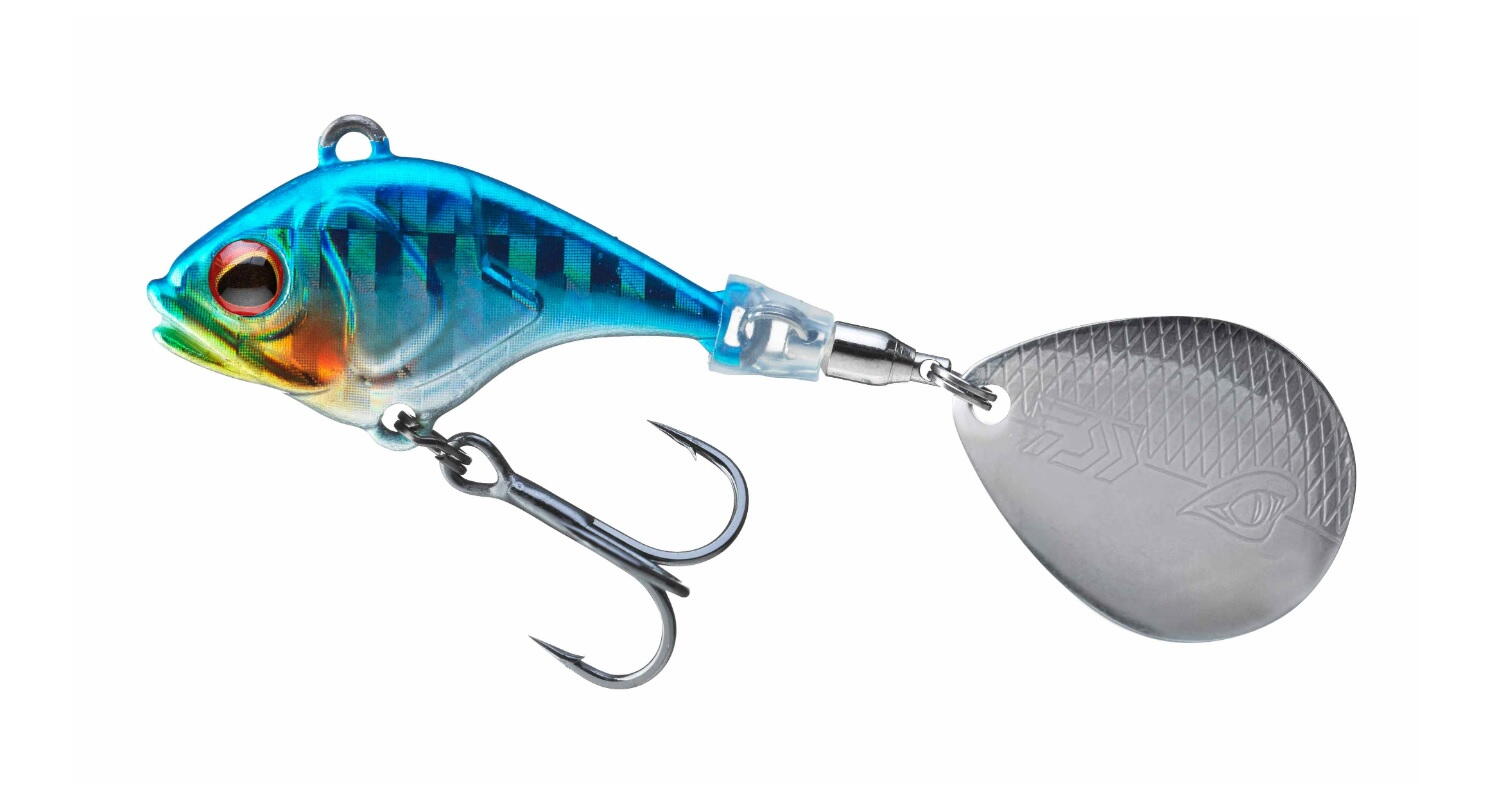 Spinnerbait Daiwa Prorex TG Spin Jig 14g 3D Blue Smelt, nalucă sinking, cârlig #8, pescuit răpitor