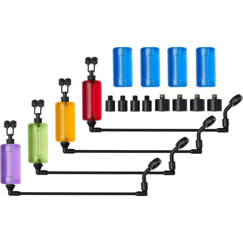 Swinger Prologic K1 Mega Kit 4 Rod, set 4 hangere crap cu braț pivotant, greutăți suplimentare și corpuri colorate