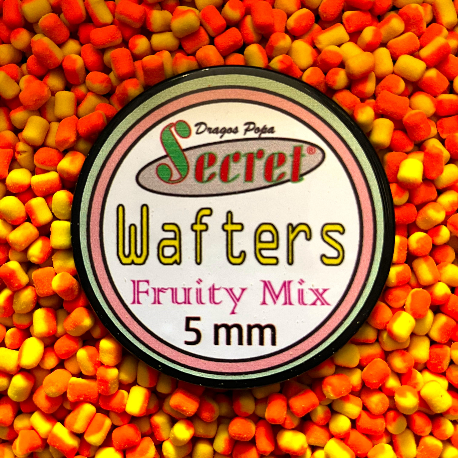 Wafters de carlig Arrow Int. 5mm Fruity Mix, critic echilibrat, portocaliu-galben, aromă fructe dulci