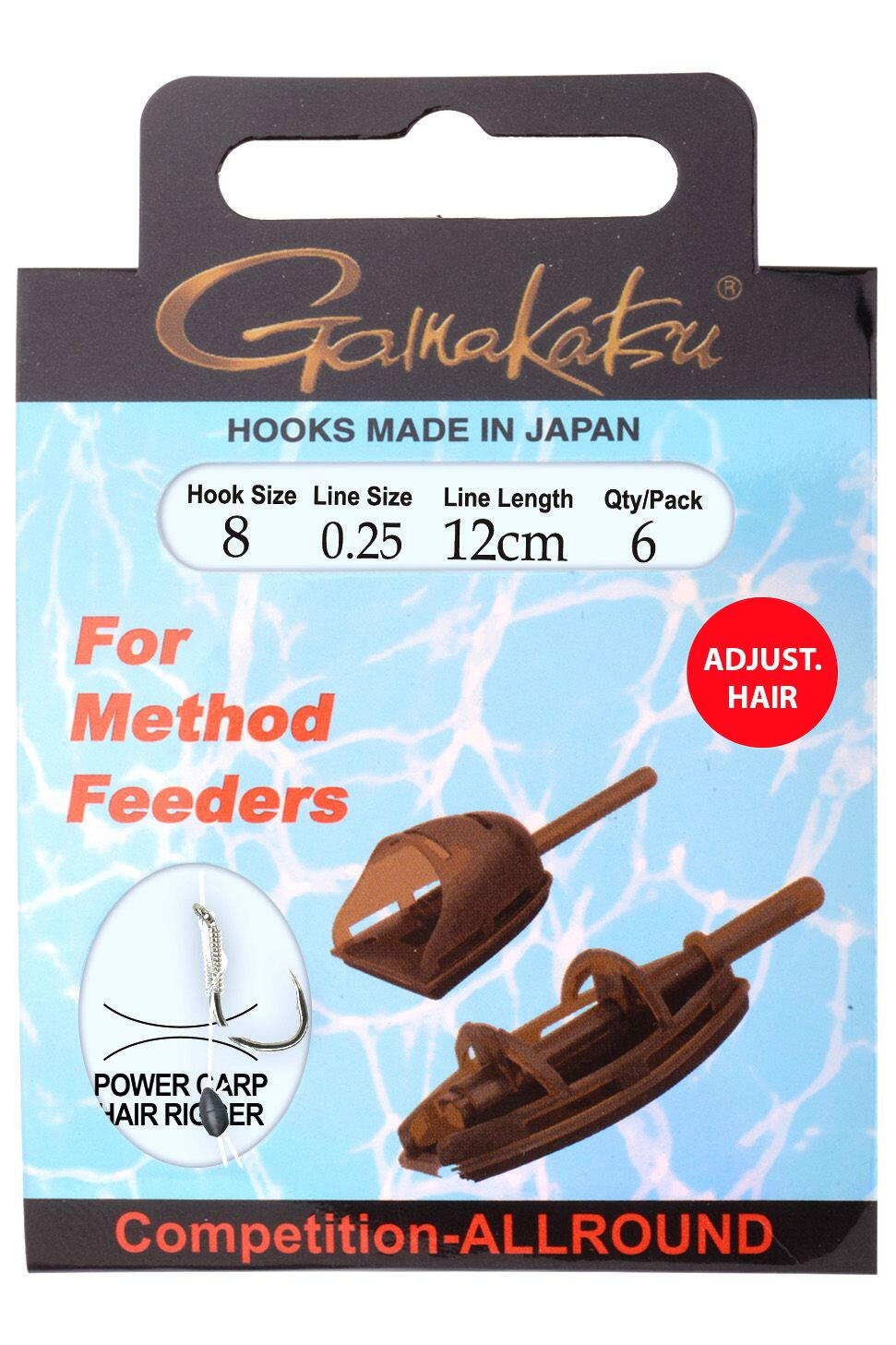 Montură Method Feeder Hair Gamakatsu, cârlig nr.10, fir 0.25mm, 12cm, 6 bucăți