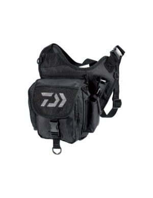 Borseta pescuit Daiwa 21x10x24 cm, poliester 420D, multiple compartimente, curea ajustabila