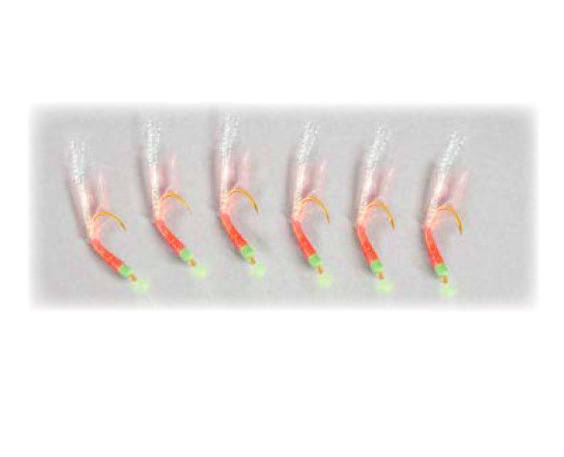 Montură sabiki Lineaeffe Hipercatch Shrimp nr.6, 6 cârlige aurii, 190cm, fir 0.40mm/0.30mm, pescuit staționar