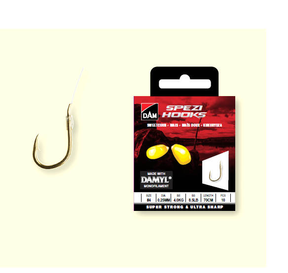 Carlig legat spezi porumb nr.10 0,18mm 70cm 10buc/pl Dam